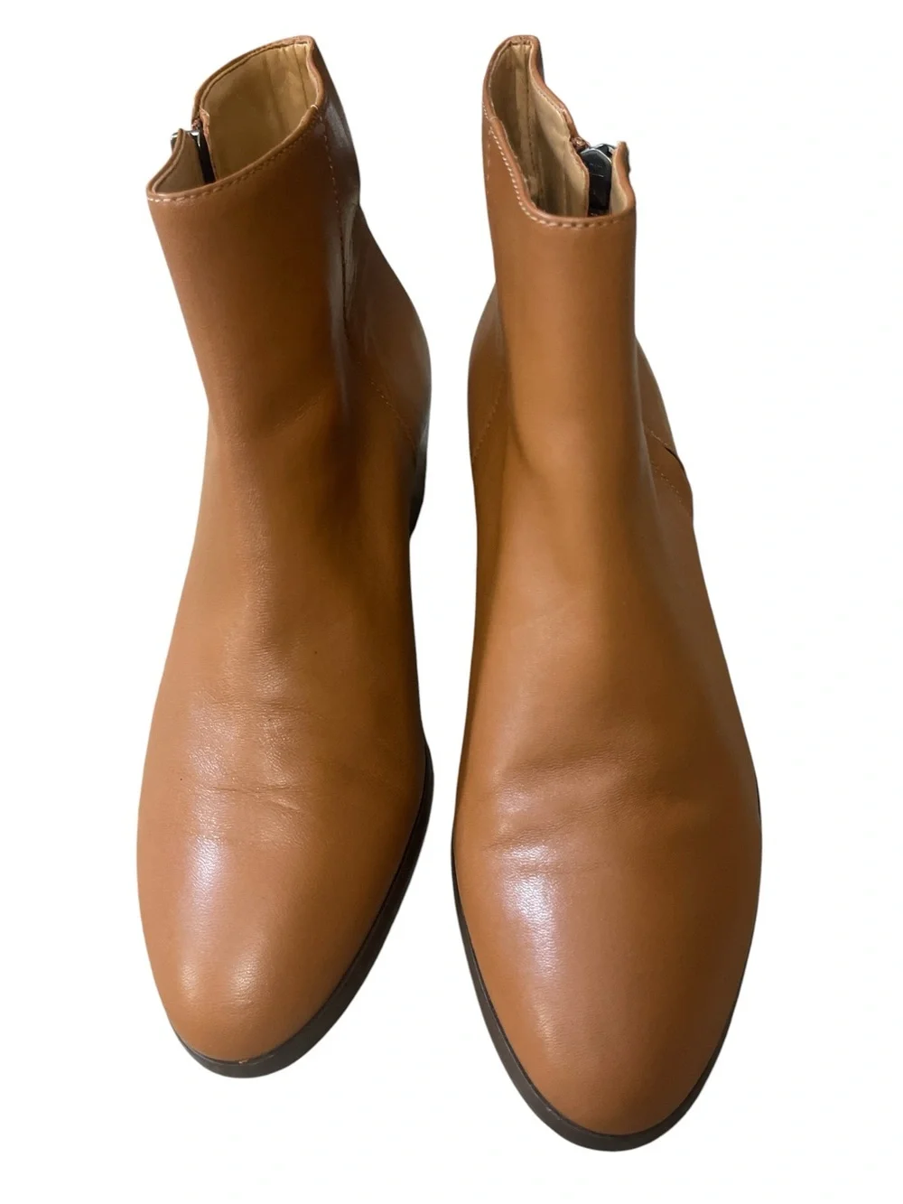J. Crew Tan Leather Block Heel Ankle Boots
